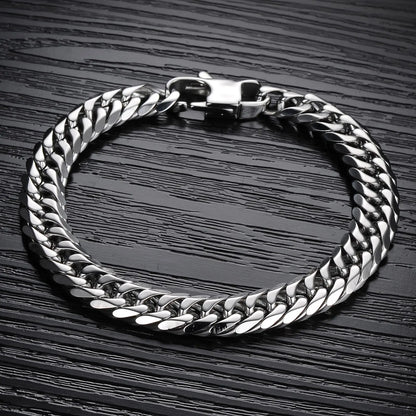 Men’s Hip Hop Cuban Chain Bracelet – Chunky Titanium Steel Link Wristband, Bold & Versatile Street Style