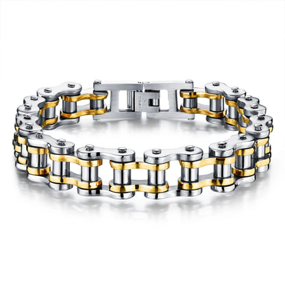 Hot-Selling Titanium Steel Biker Bracelet for Men – Rock Style Motorcycle Chain Design, Punk Jewelry