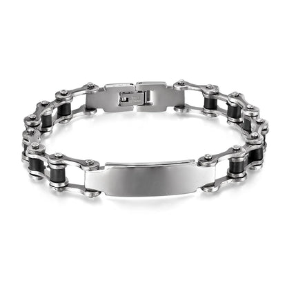 Men’s Polished Hollow Motorcycle Chain Bracelet – Stylish Titanium Stainless Steel Wristwear with Minimalist Edge