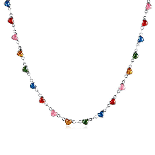 Summer New Colorful Heart Necklace for Women - Minimalist Stainless Steel Collarbone Jewelry