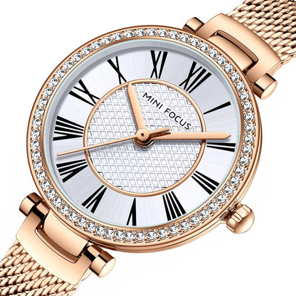 MINIFOCUS Women's Watch Japanese Quartz Waterproof Fashion Wristwatch Milanese Mesh Stainless Steel Band Elegant Gift for Ladies