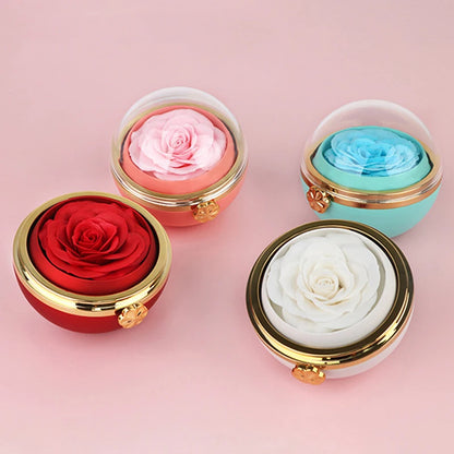 New Surprise Gift Idea Preserved Rose Round Ring or Necklace Jewelry Gift Box for Girl Friend Mum