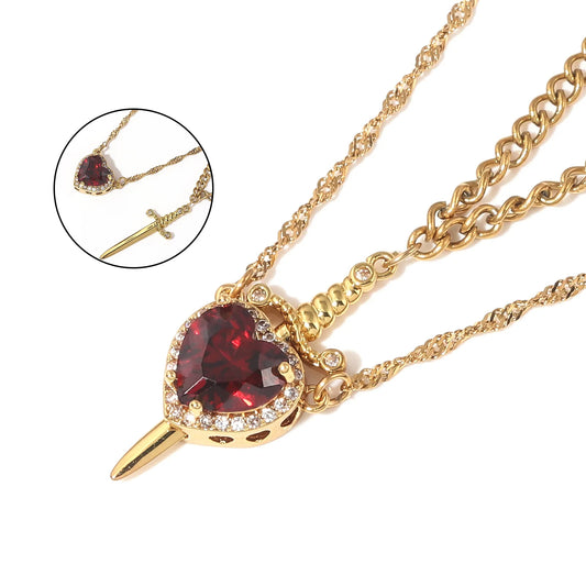 Couple Necklaces Heart Sword Pendant Necklace Ring Bracelet for Women for Him Her Valentine's Day Gift Jewelry