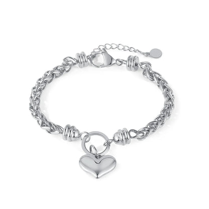 Trendy Heart Stainless Steel Bracelet for Women – High-End Titanium Steel Fashion Jewelry