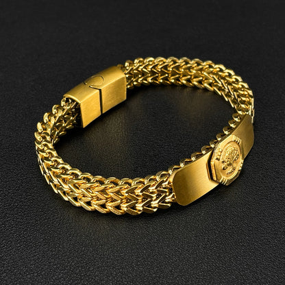 Men's Gold Stainless Steel Bracelet - Tree of Life Punk Rock Design