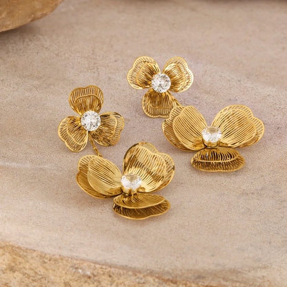 Vintage Tassel Flower Earrings for Women – Stainless Steel French Style Elegant Titanium Steel Jewelry