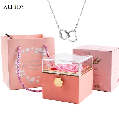 Personalized Custom Necklace & Real Rose Jewelry Box Gift Set Proposal Confessions Birthday Mother's Day Holiday Gift for Women
