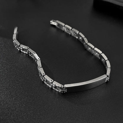 Men’s Curved Plate Stainless Steel Bracelet – Sleek Titanium Band-Style Wristwear, Trendy Minimalist Design