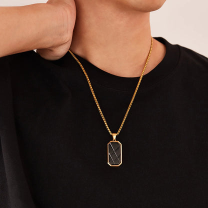 Men’s Geometric Cube Pendant Necklace – Creative Minimalist Stainless Steel Chain Accessory