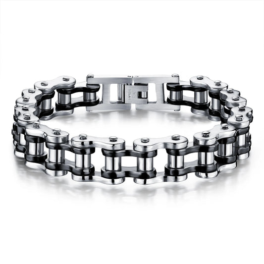 Hot-Selling Titanium Steel Biker Bracelet for Men – Rock Style Motorcycle Chain Design, Punk Jewelry