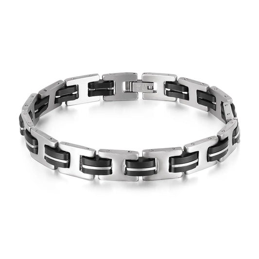 Men’s Punk Style Stainless Steel Bracelet – Retro Titanium Steel Fashion Wristband for Bold Urban Looks