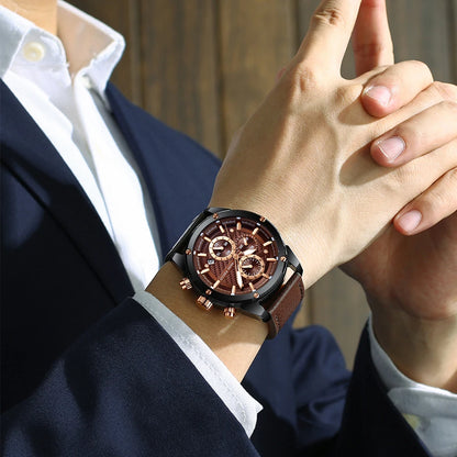 MINIFOCUS Men’s Fashion Business Watch – Bestseller Luminous Waterproof Quartz Timepiece with Genuine Leather Strap for Men