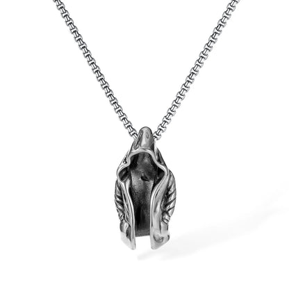 Men’s Assassin Cloak Pendant Necklace – Retro Punk Style Stainless Steel Hooded Cape Jewelry