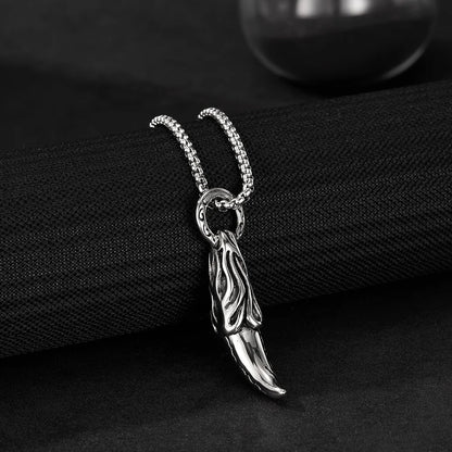 Men’s Wolf Fang Pendant Necklace – Punk Stainless Steel Tooth Amulet, Streetwear Hip Hop Chain Jewelry