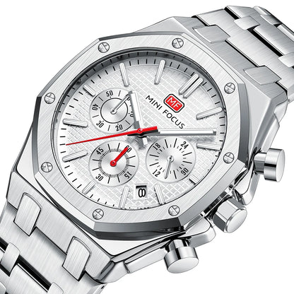 MINIFOCUS Men’s Business Casual Multifunction Quartz Watch – Luminous Waterproof Stainless Steel Band Watch Father’s Day Gift