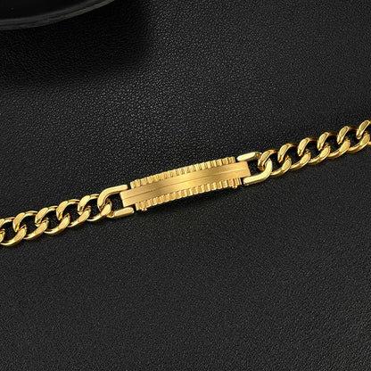 Vintage Gold Cuban Chain Bracelet for Men – Stainless Steel Titanium Punk Style Jewelry