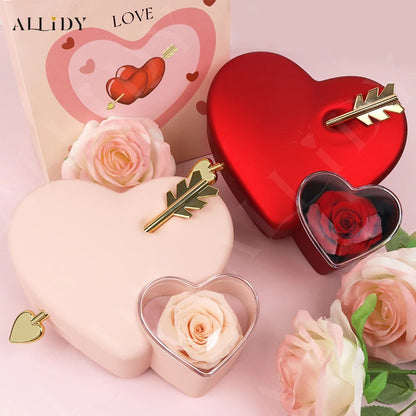 Hot Sale Cross-border Creative Heart-shaped Jewelry Storage Box for Valentine's Day with Unique Packaging Design for Rose