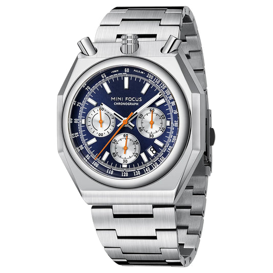 MINIFOCU Vintage Men’s Multifunction Quartz Watch Heart Rate Monitor Stainless Steel Band Retro Timepiece Watch for Men