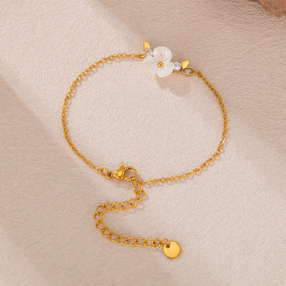 INS-Style Floral Bracelet for Women – Minimalist Stainless Steel Wristwear, Unique Commuter Fashion Jewelry
