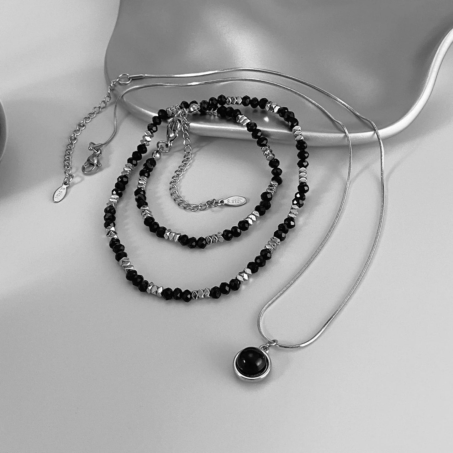 Trendy Hip Hop Layered Necklace – Unisex Double Chain Stainless Steel Fashion Jewelry
