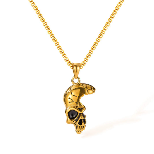 Men’s Punk Skull Pendant Necklace – Retro Stainless Steel Chain with Creative Gothic Style