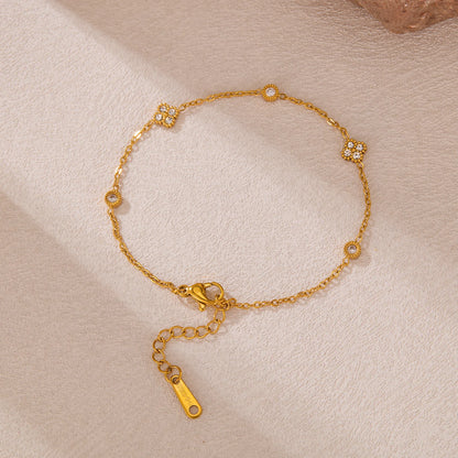 Fashion Women’s Bracelet – Minimalist Gold-Plated Zircon Stainless Steel Titanium Jewelry