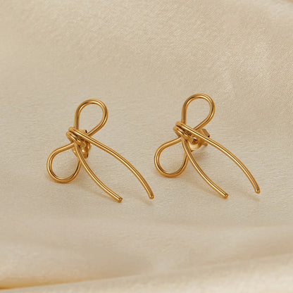 Minimalist Stainless Steel Bow Earrings for Women – Creative INS Style Statement Jewelry