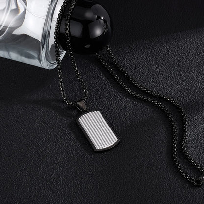 Men’s Geometric Pendant Necklace – Minimalist Punk Style Stainless Steel Chain Jewelry
