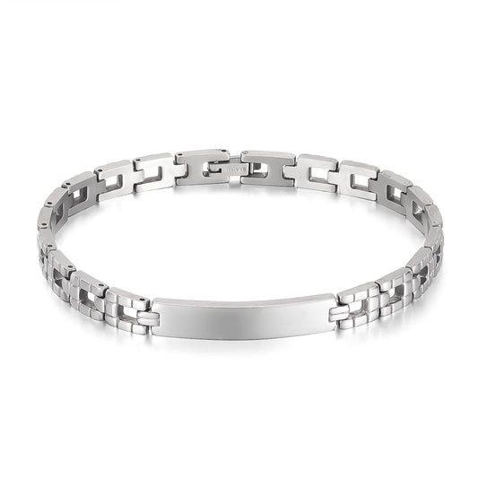 Men’s Curved Plate Stainless Steel Bracelet – Sleek Titanium Band-Style Wristwear, Trendy Minimalist Design