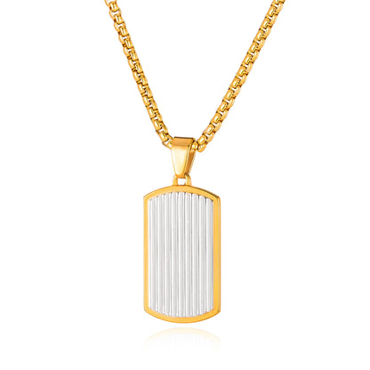 Men’s Geometric Pendant Necklace – Minimalist Punk Style Stainless Steel Chain Jewelry