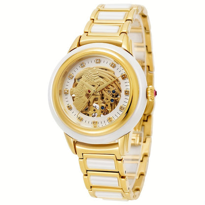 [Elegant Mechanical Watch] Stainless Steel Automatic Mechanical Women's Watch - Elegant Phoenix Dial Round Case