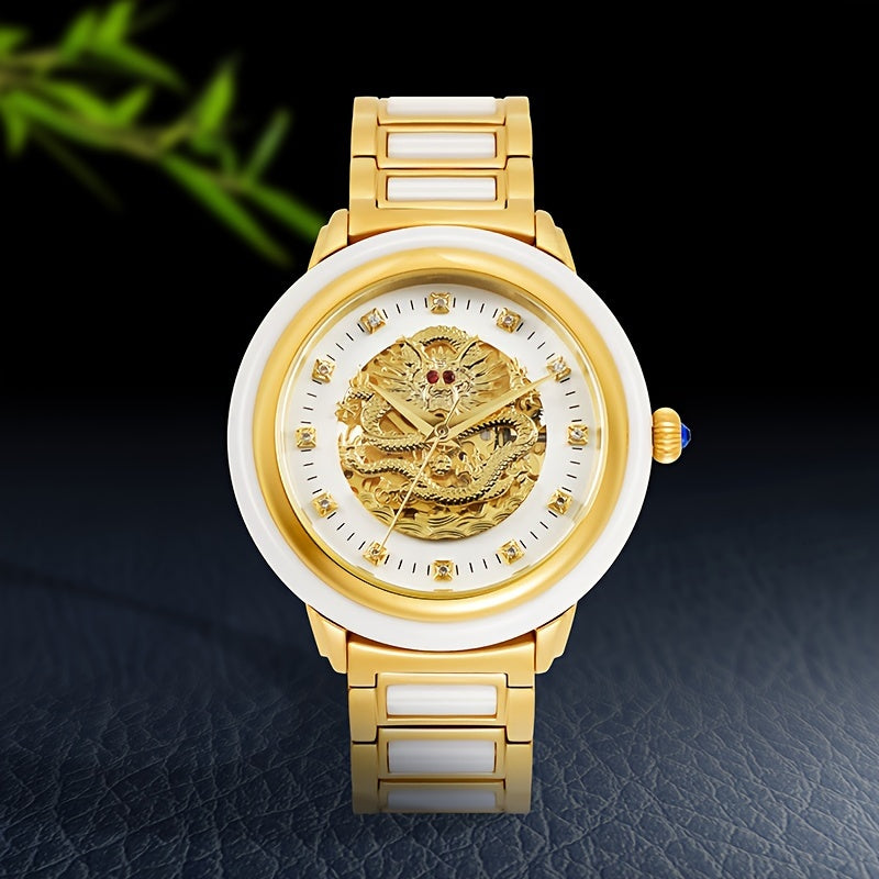 [Elegant Mechanical Watch] Stainless Steel Automatic Mechanical Women's Watch - Elegant Phoenix Dial Round Case