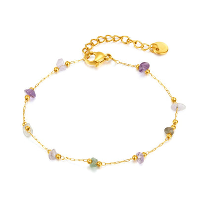INS Style Ocean-Inspired Bracelet for Women – Stainless Steel Shell & Colorful Stone Charm, Minimalist Titanium Jewelry