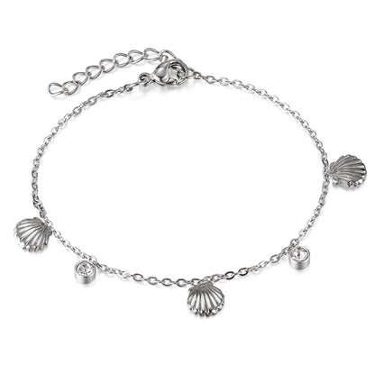 INS Style Ocean-Inspired Bracelet for Women – Stainless Steel Shell & Colorful Stone Charm, Minimalist Titanium Jewelry