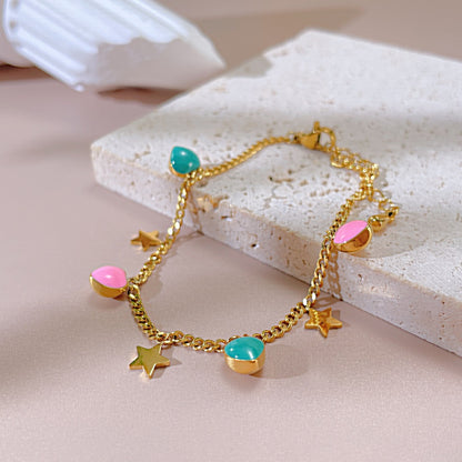 Trendy INS Style Charm Bracelet for Women – Stainless Steel Butterfly, Star, Flower Zircon Charms, Adjustable Titanium Jewelry