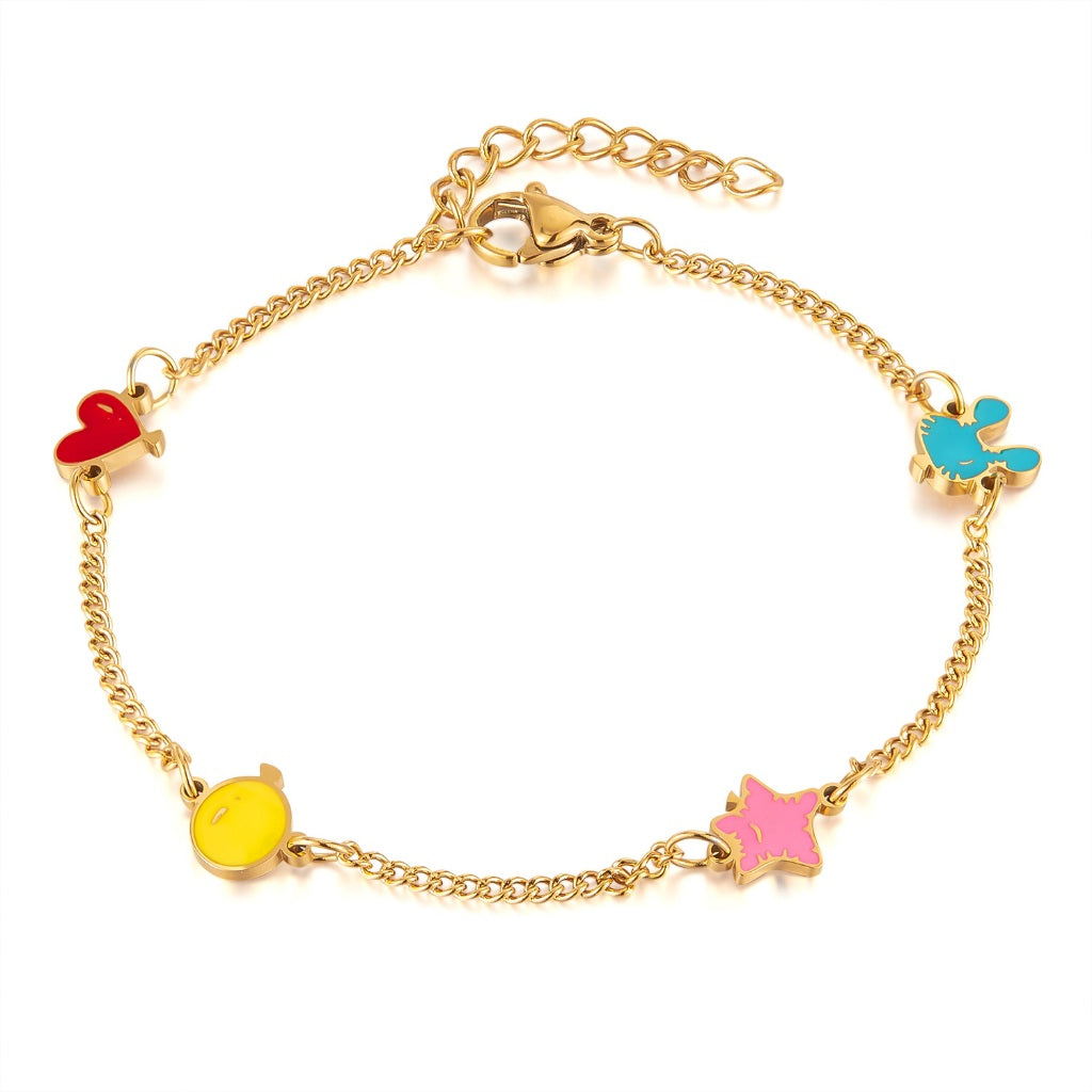 Trendy INS Style Charm Bracelet for Women – Stainless Steel Butterfly, Star, Flower Zircon Charms, Adjustable Titanium Jewelry
