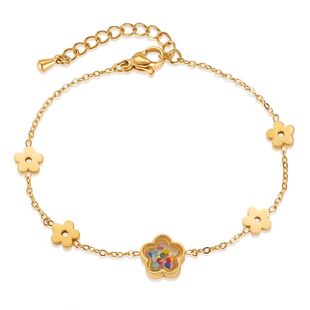 Trendy INS Style Charm Bracelet for Women – Stainless Steel Butterfly, Star, Flower Zircon Charms, Adjustable Titanium Jewelry