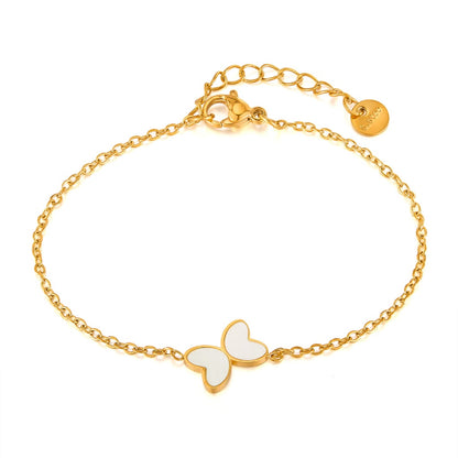 Trendy INS Style Charm Bracelet for Women – Stainless Steel Butterfly, Star, Flower Zircon Charms, Adjustable Titanium Jewelry
