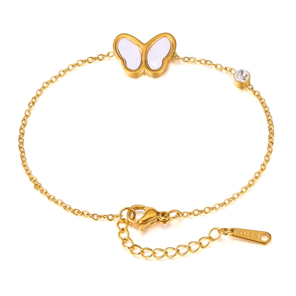 Trendy INS Style Charm Bracelet for Women – Stainless Steel Butterfly, Star, Flower Zircon Charms, Adjustable Titanium Jewelry