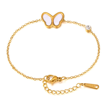 Trendy INS Style Charm Bracelet for Women – Stainless Steel Butterfly, Star, Flower Zircon Charms, Adjustable Titanium Jewelry