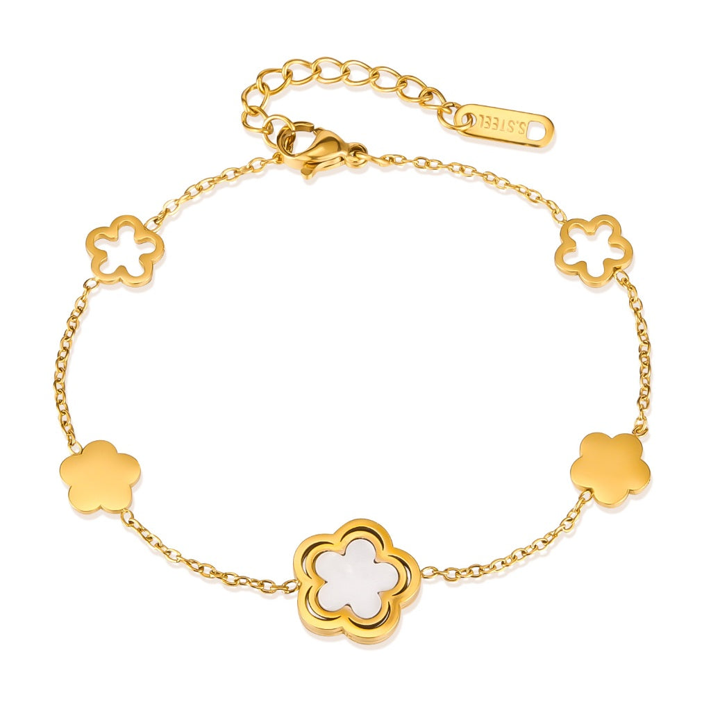 Trendy INS Style Charm Bracelet for Women – Stainless Steel Butterfly, Star, Flower Zircon Charms, Adjustable Titanium Jewelry