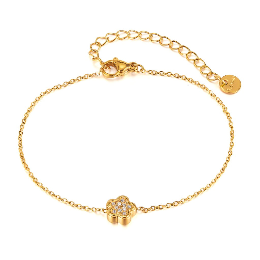 Trendy INS Style Charm Bracelet for Women – Stainless Steel Butterfly, Star, Flower Zircon Charms, Adjustable Titanium Jewelry
