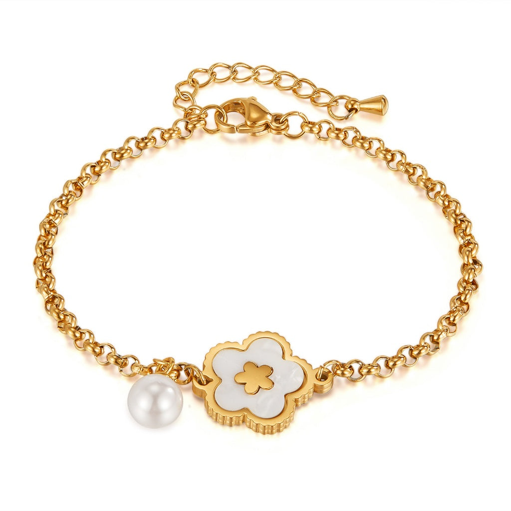 Trendy INS Style Charm Bracelet for Women – Stainless Steel Butterfly, Star, Flower Zircon Charms, Adjustable Titanium Jewelry