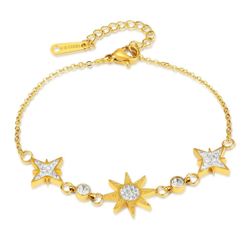 Trendy INS Style Charm Bracelet for Women – Stainless Steel Butterfly, Star, Flower Zircon Charms, Adjustable Titanium Jewelry