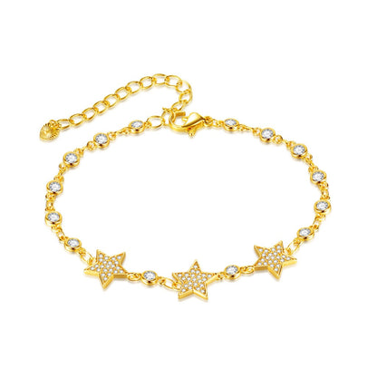 Trendy INS Style Charm Bracelet for Women – Stainless Steel Butterfly, Star, Flower Zircon Charms, Adjustable Titanium Jewelry