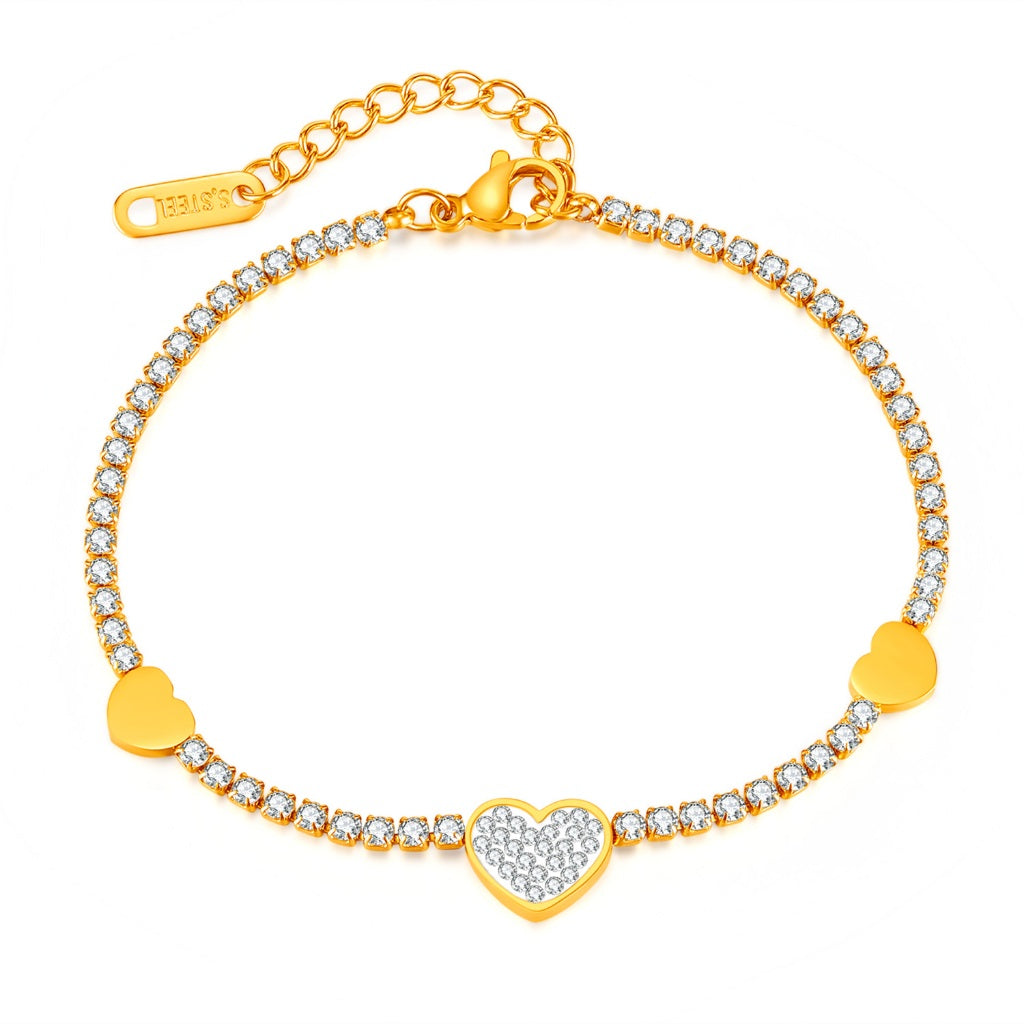 INS Style Dainty Stainless Steel Bracelet for Women – Minimalist Titanium Steel Jewelry with Sparkling Zircon