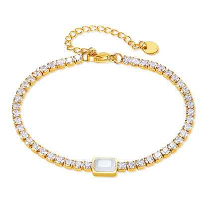 INS Style Dainty Stainless Steel Bracelet for Women – Minimalist Titanium Steel Jewelry with Sparkling Zircon