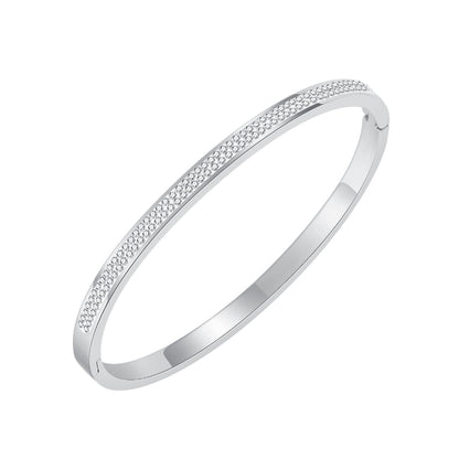 INS Style Zircon Cuff Bracelet for Women – Minimalist Titanium Steel Bangle, Small-Batch Chic Stainless Steel Jewelry