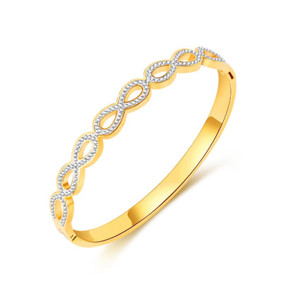 INS Style Zircon Cuff Bracelet for Women – Minimalist Titanium Steel Bangle, Small-Batch Chic Stainless Steel Jewelry