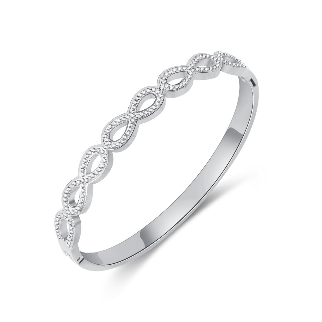 INS Style Zircon Cuff Bracelet for Women – Minimalist Titanium Steel Bangle, Small-Batch Chic Stainless Steel Jewelry